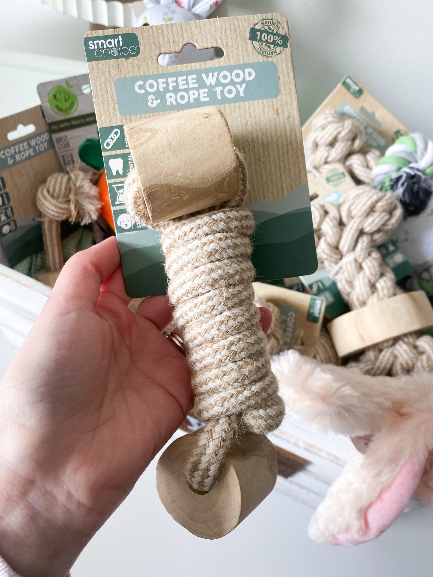 Coffee Wood & Hemp Rope Spiral Toy