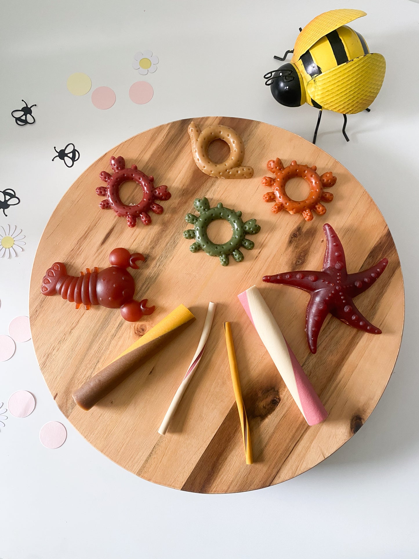 A selection of vegetable chews for dogs