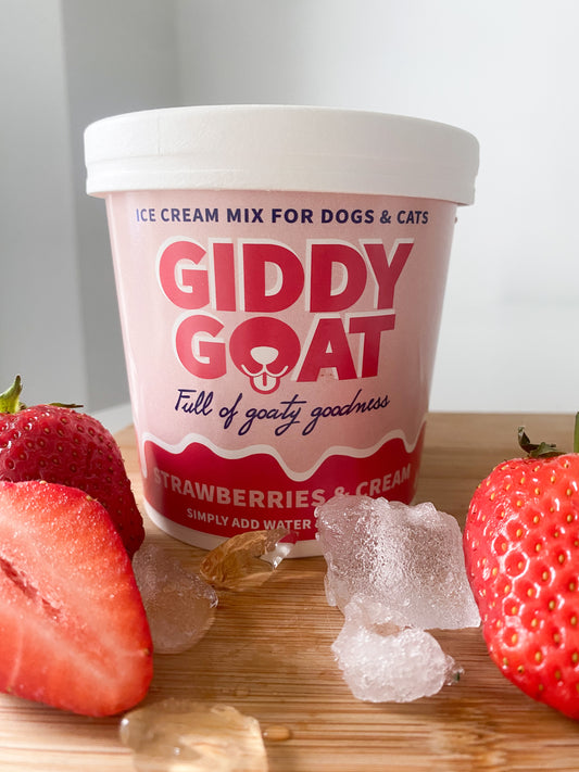 Giddy Goat Ice Cream | Strawberries & Cream Flavour