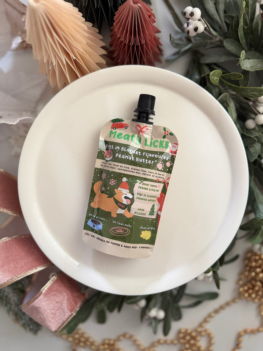 Peanut Butter | Meaty Licks | Pigs in Blankets Flavour