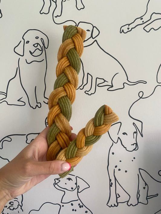 Peanut, Carrot & Spinach Braids